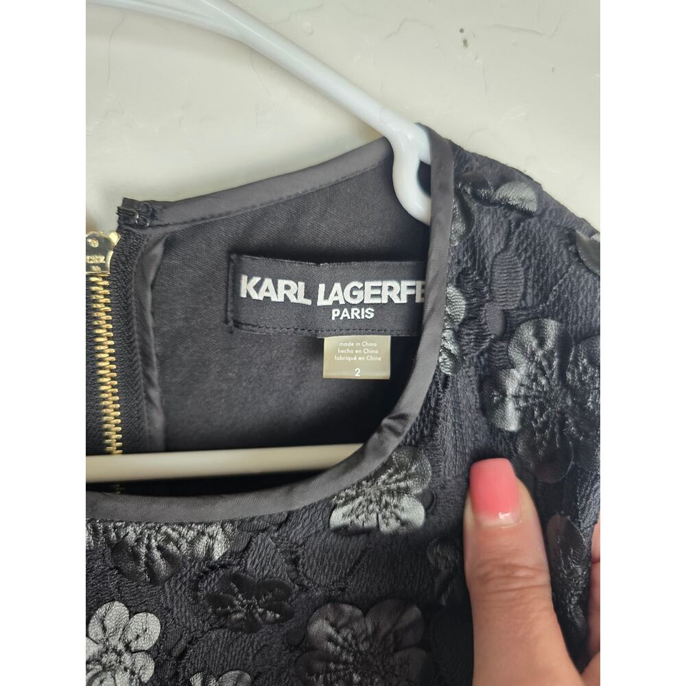 Karl Lagerfeld Sheath Dress Floral Dress Size 2 Black - Picture 4 of 6